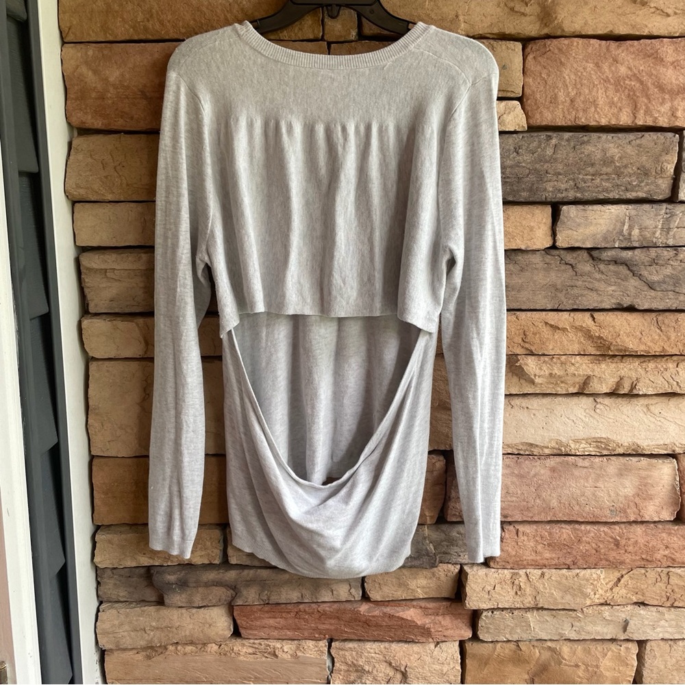 Fabletics Light Gray Thin Knit Open Back Sweater … - image 6